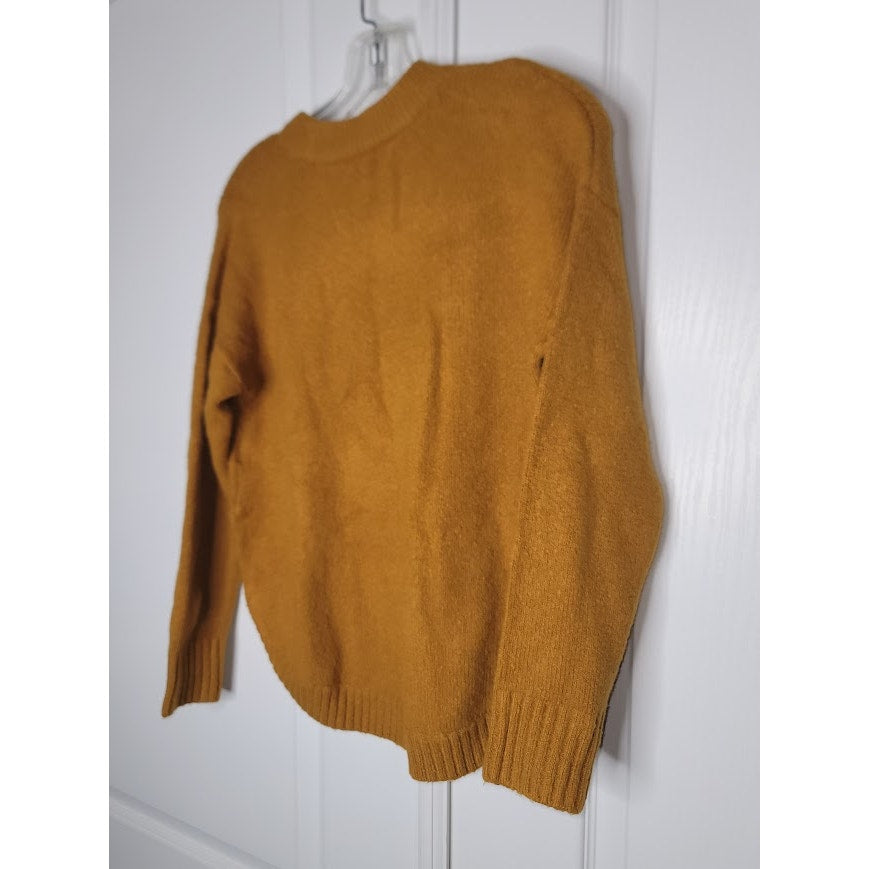 Madewell Mustard Yellow Button-Side Crewneck Sweater NWT Size XXS