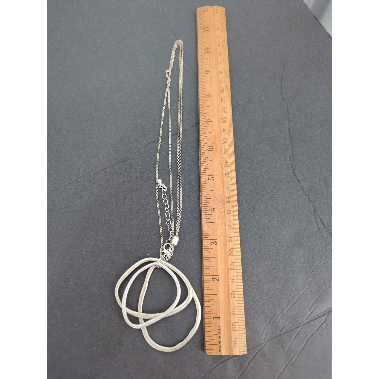 Vintage Interlocking Hoops Necklace Long Pendant Modernist Organic sculpture