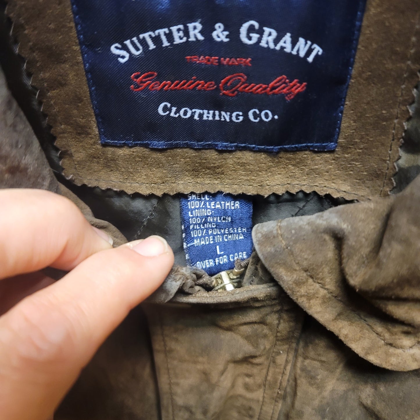 Sutter Grant Vintage brown 90's Leather Suede Men's Coat Jacket Full Zip LARGE