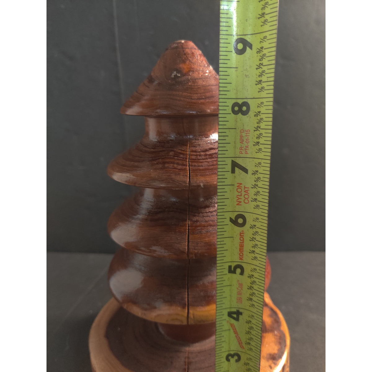 Vintage Handcrafted Wooden Christmas Tree Folk Art Live Edge Base