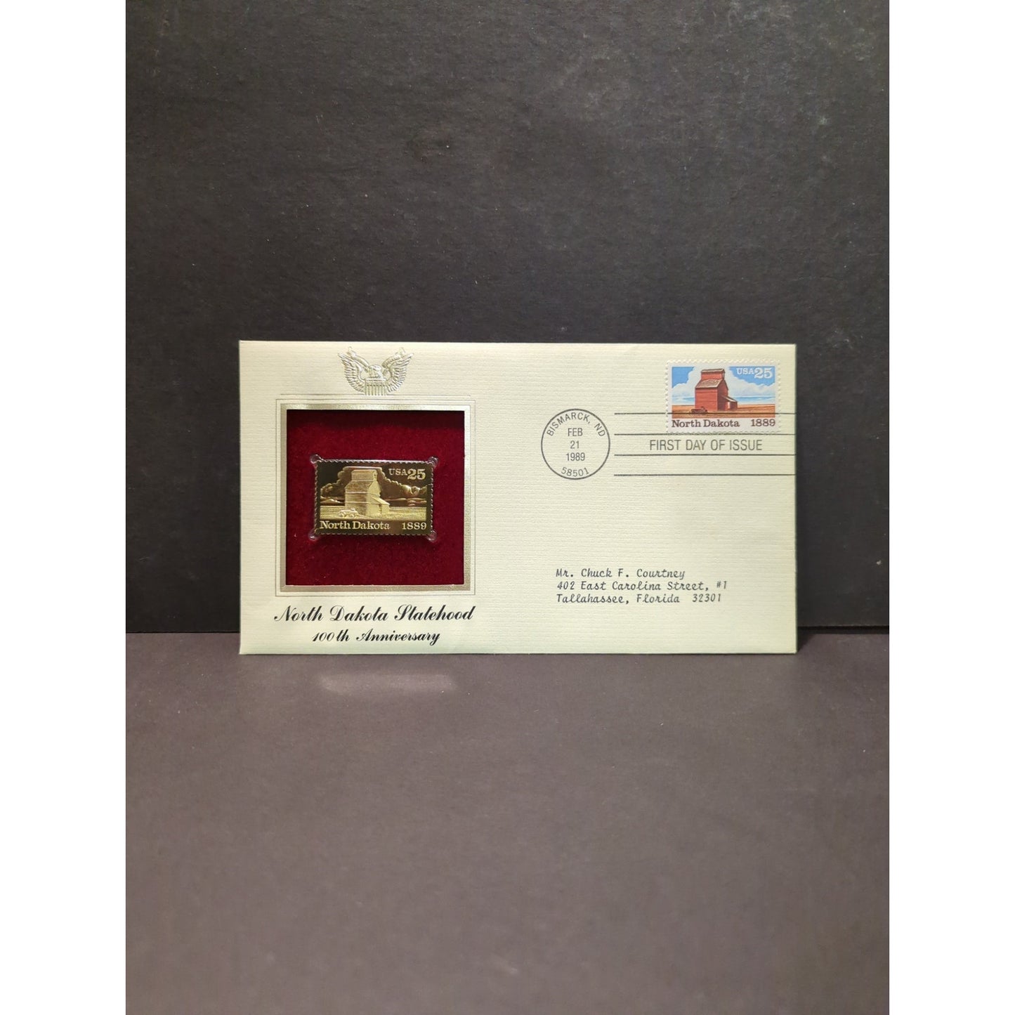 Golden Replicas of United States Stamps Collectible 22kt Gold 1988 nORTH DAKOTA