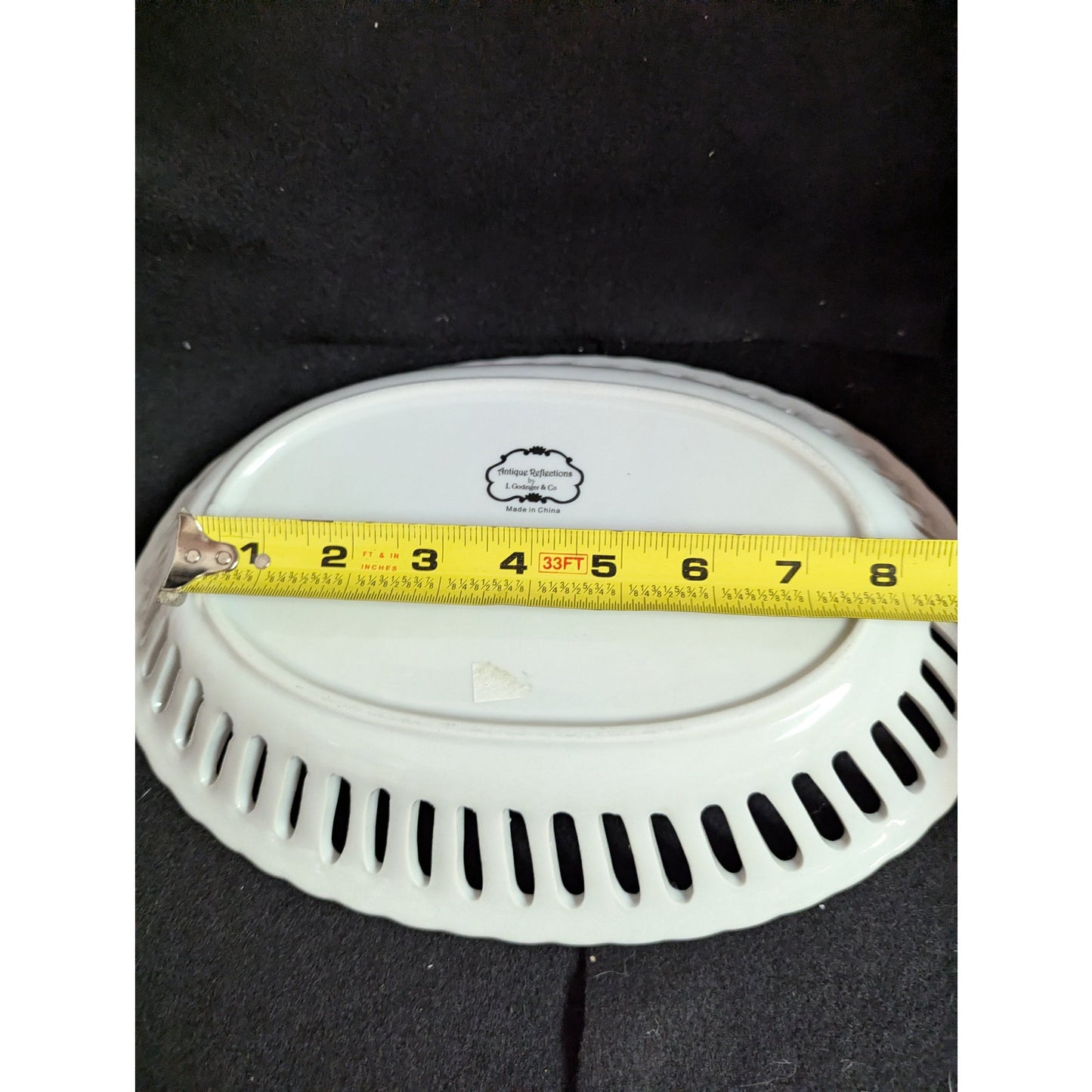 Godinger Antique Reflections White Ceramic Reticulated Oval Platter