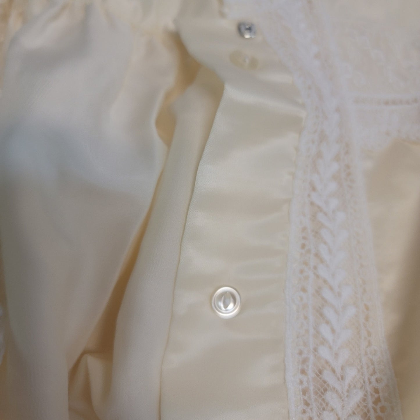 Christian Dior Vintage Cream Lace Trim Long Nightgown Robe Retro Coquette Small