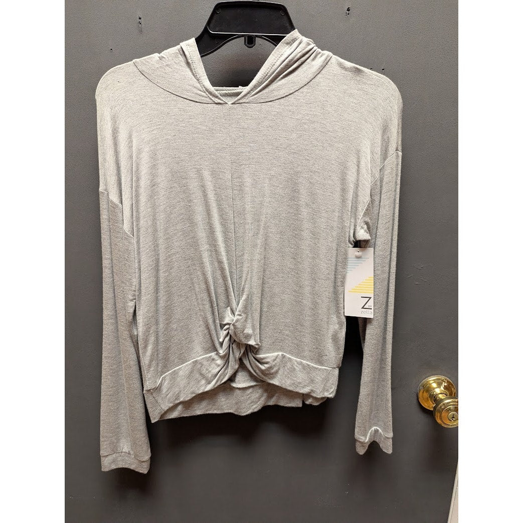 Girls Z By Zella Size Large 10/12 Gray Hoodie Tie Front Sweater Activewear Gym