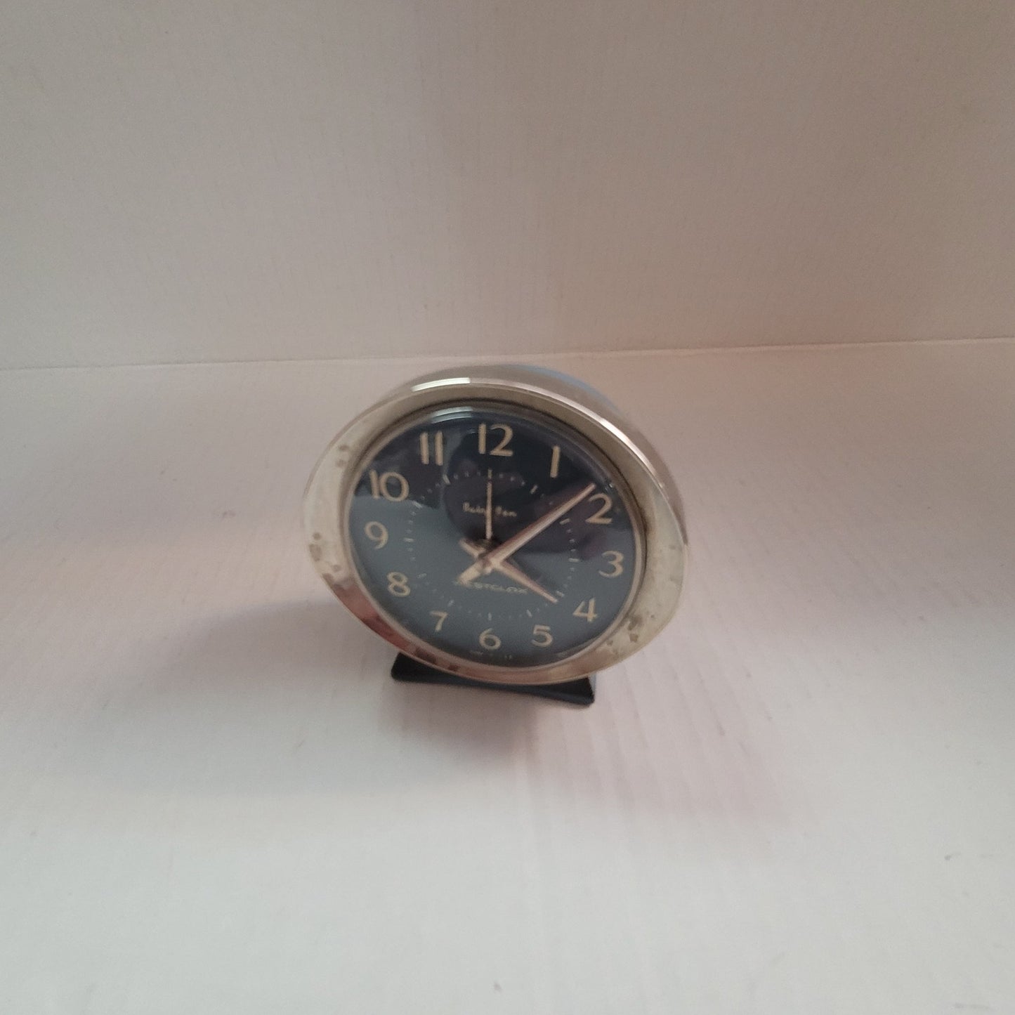 Alarm Clock Westclox Baby Ben Working Fashion Brite Wedgewood Blue Dial Oval VTG