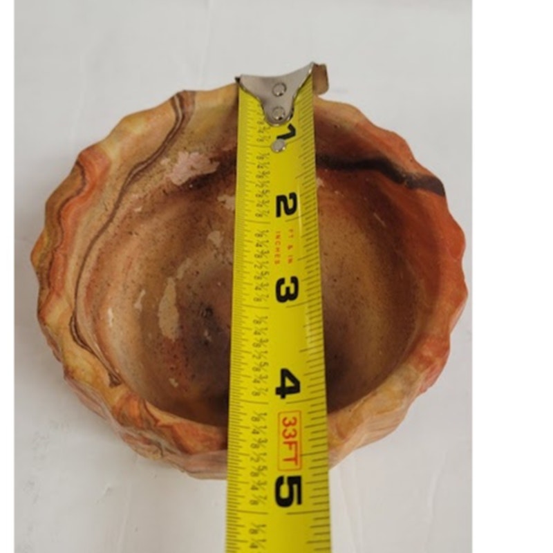 Small Sandstone bowl orange black 4.5" ribbed edge