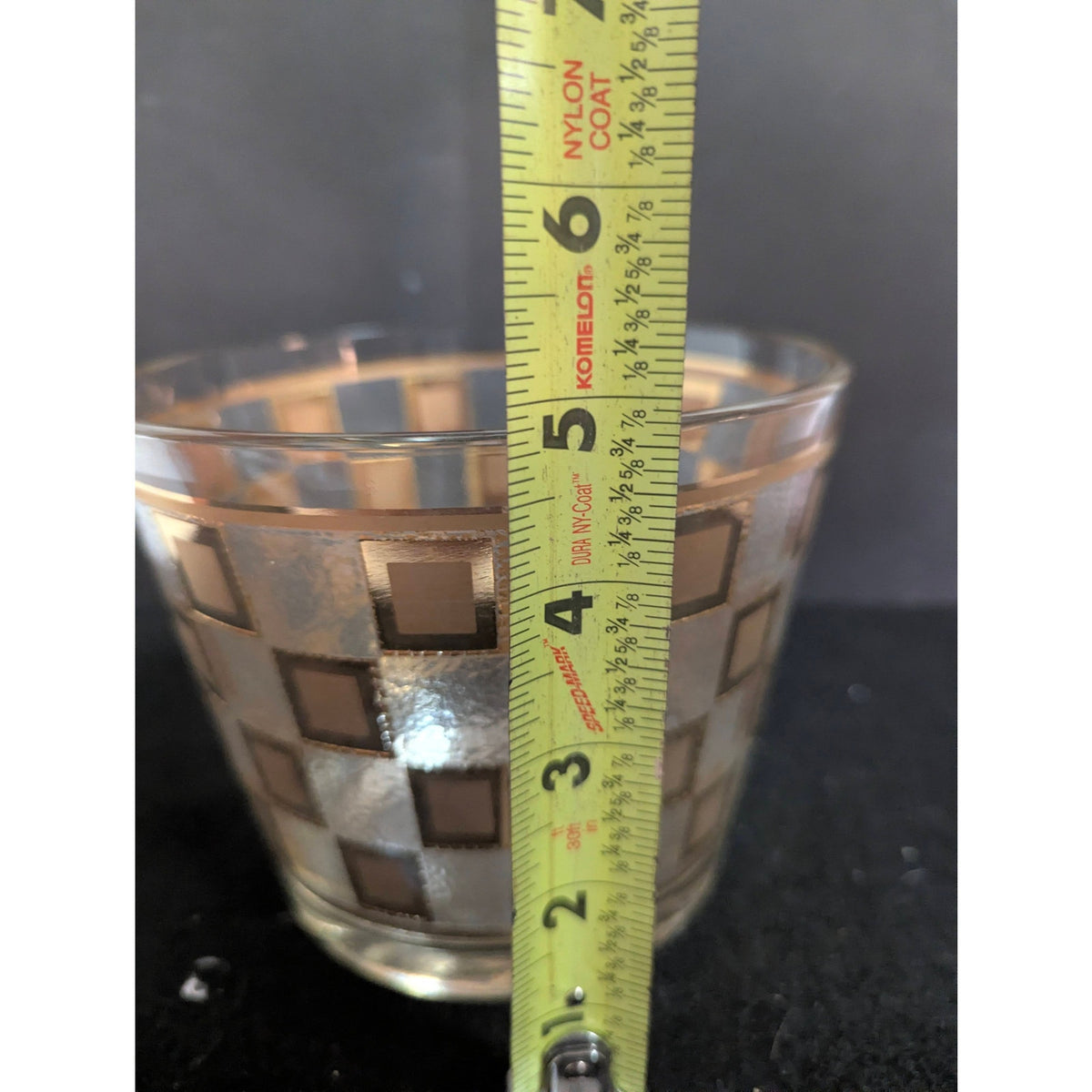 Vintage Culver Ice Bucket Golden Square Checkered 22K Gold MCM Barware MCM