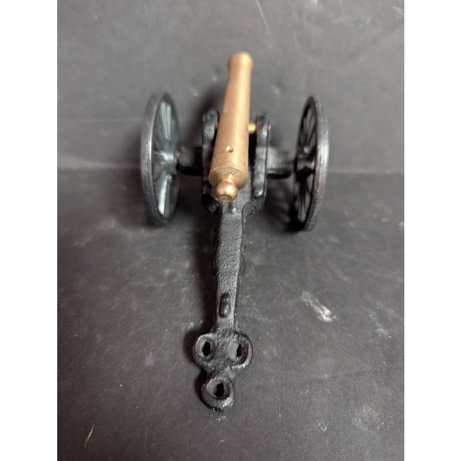 Vintage Cast Iron Brass MFCO Cannon Wheels Battlefield Pull behind Miniature 1/3