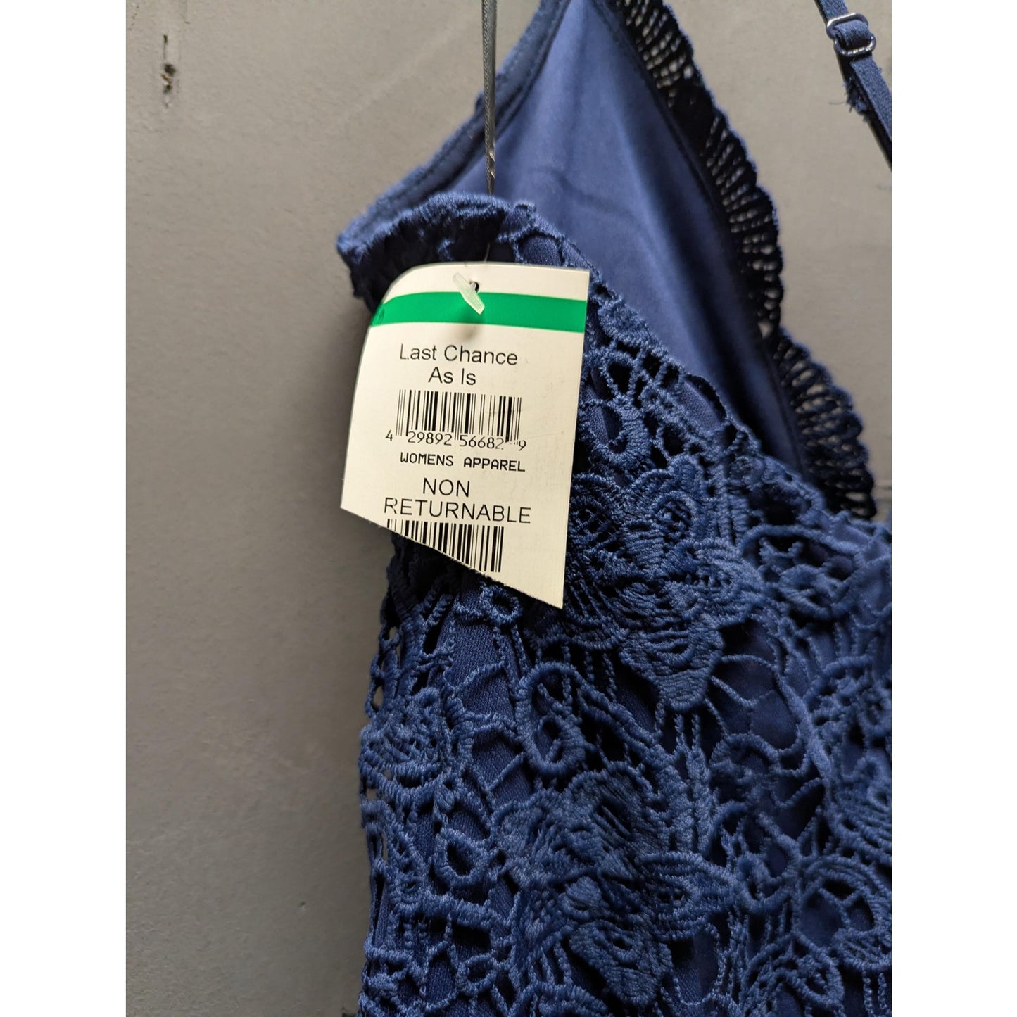 Lulus Madalyn Navy Blue Crochet Lace Bodice Chiffon Maxi Gown Dress Medium NEW