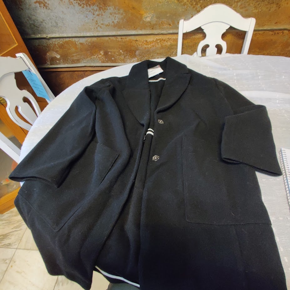 Topshop Longline Oversized Black Coat Pockets Snap Closure Womens Size 12 NEW
