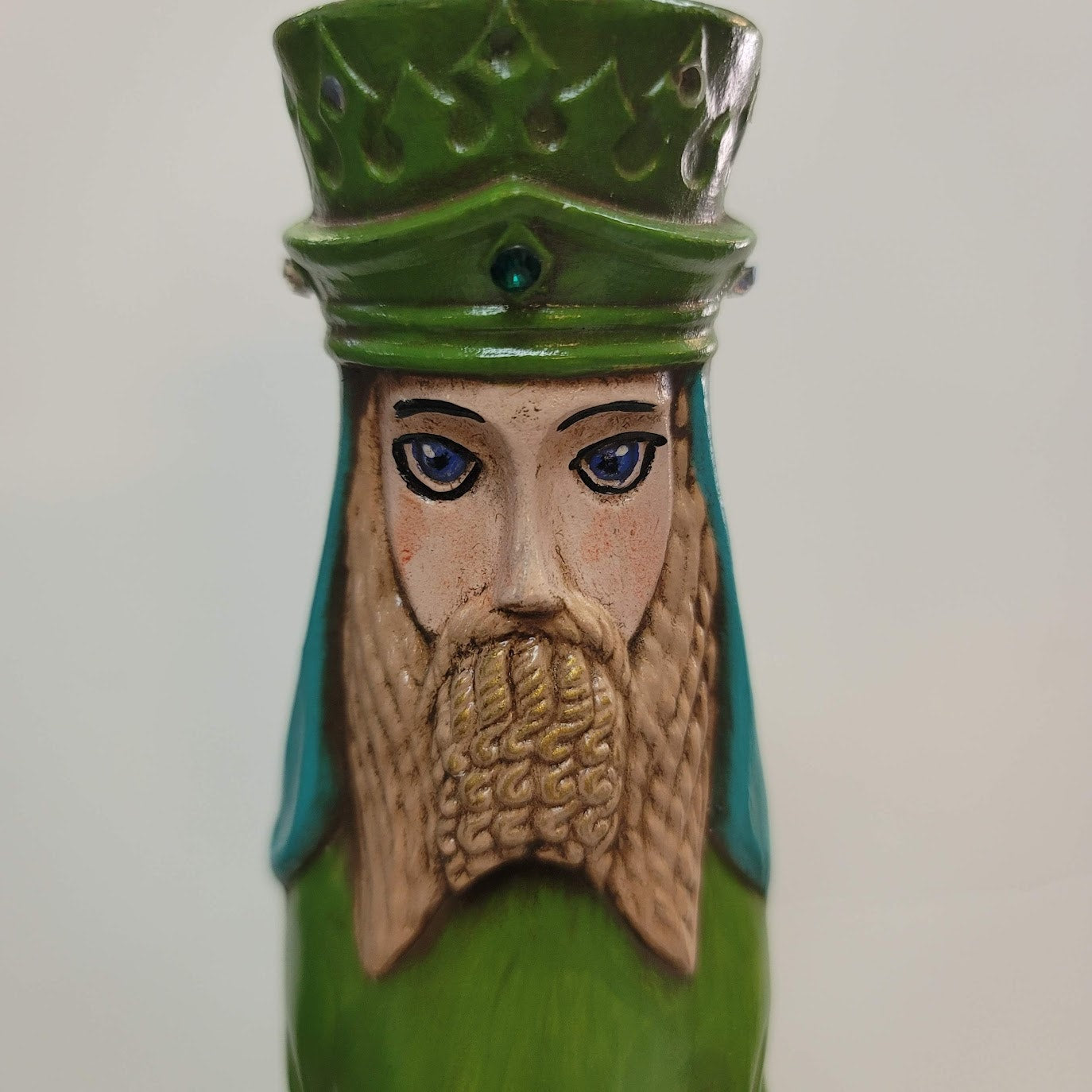 Wise Men Tall green ceramic figurine statue 13" tall Nativity Christmas Holiday