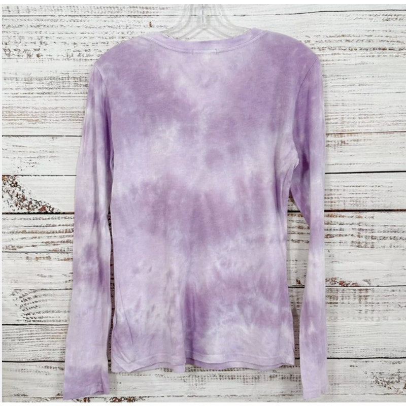 Sundry Purple and White Tie Dye Long Sleeve T-Shirt, NWT, Small, MSRP $79