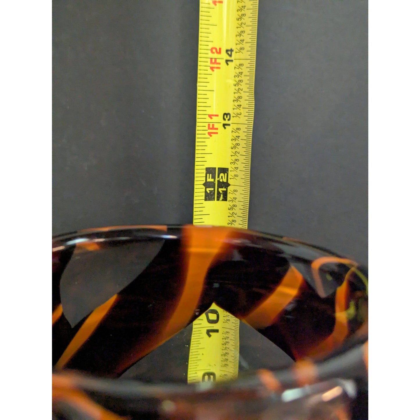 Vintage Tortoiseshell Art Glass Statement Vase LARGE Amber and Orange Swirls
