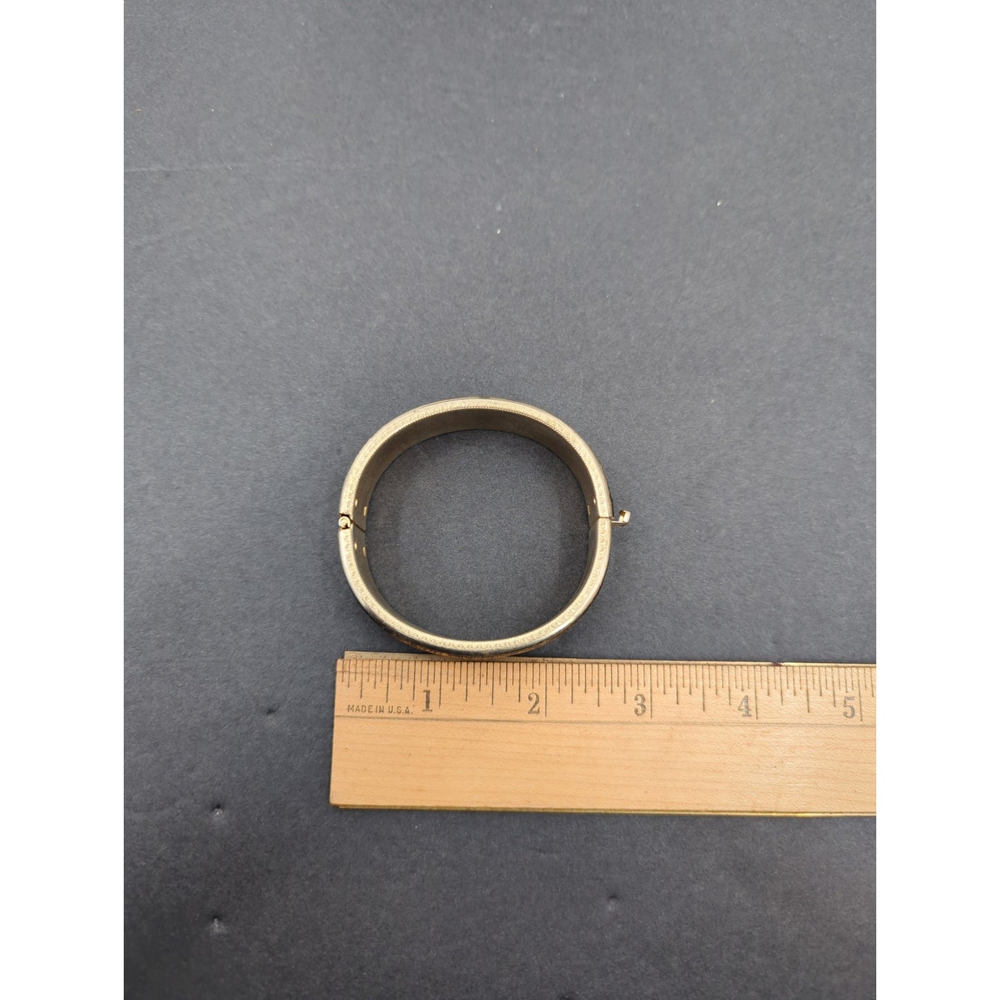 Vintage Fashion BRACELET Spanish Damascene Gold and Black Hinged Bangle