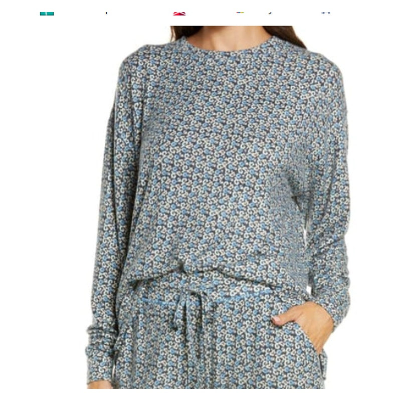 NEW Bp. Comfy Top In Blue Palace Peony Floral CASUAL LONG sleeve high low medium