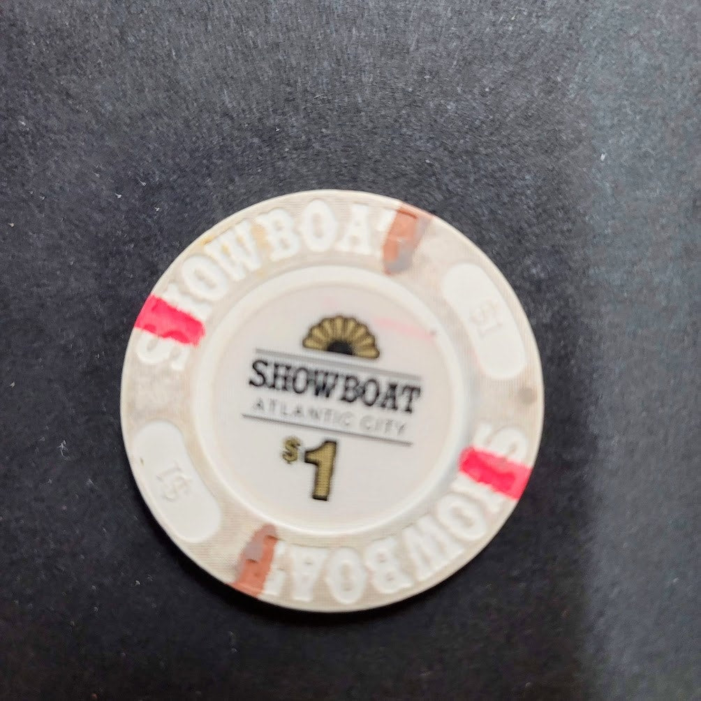 Casino Chip SHOWBOAT ATLANTIC CITY $1 gaming White