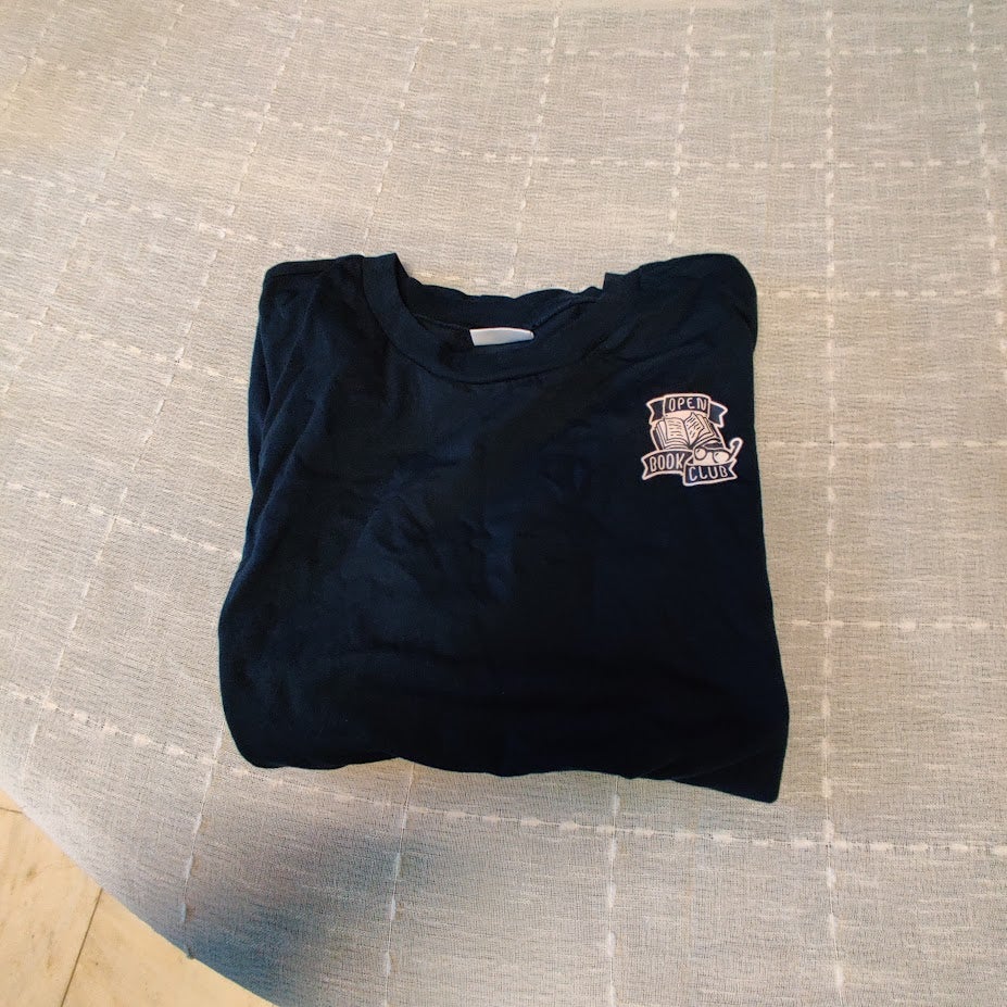 Abound Women's Club Open Book Graphic Crew Neck T Shirt Blue Size Small NWT