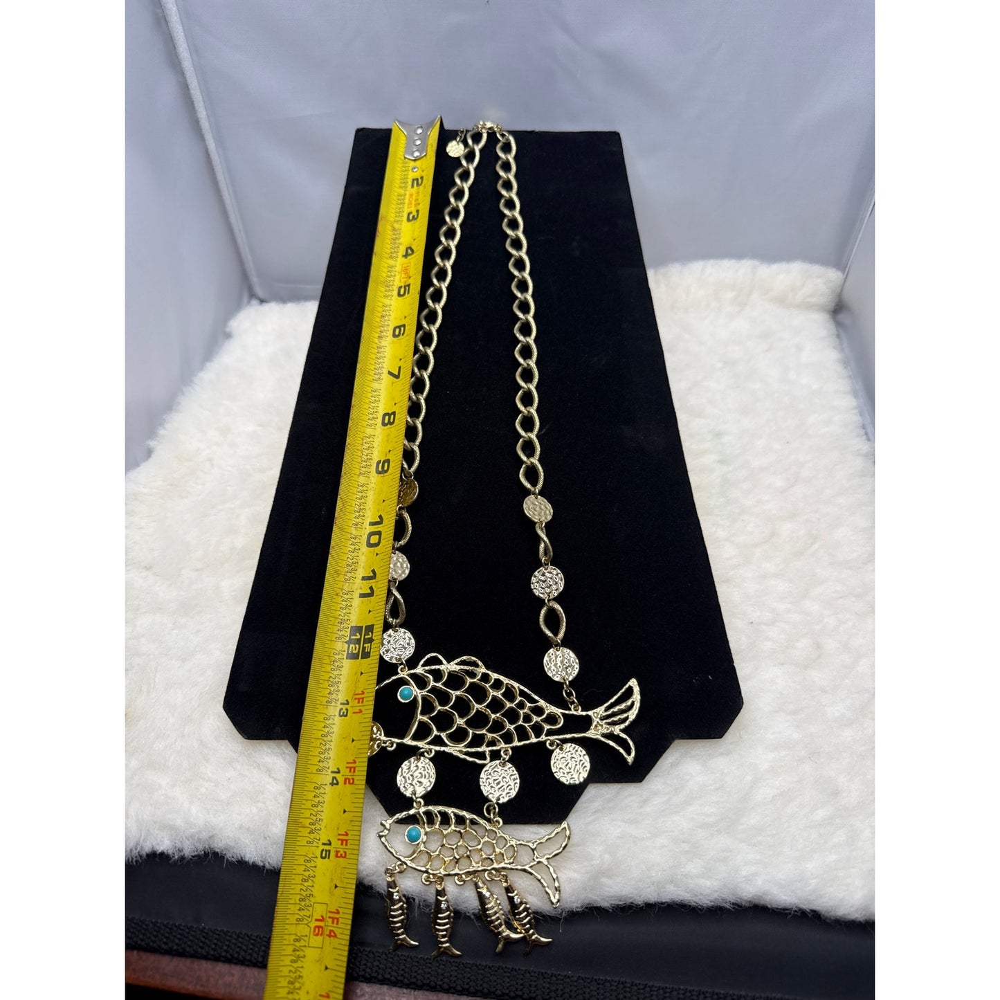 Vintage Necklace Statement Piece Lilly Pulitzer 2 Fish Goldtone