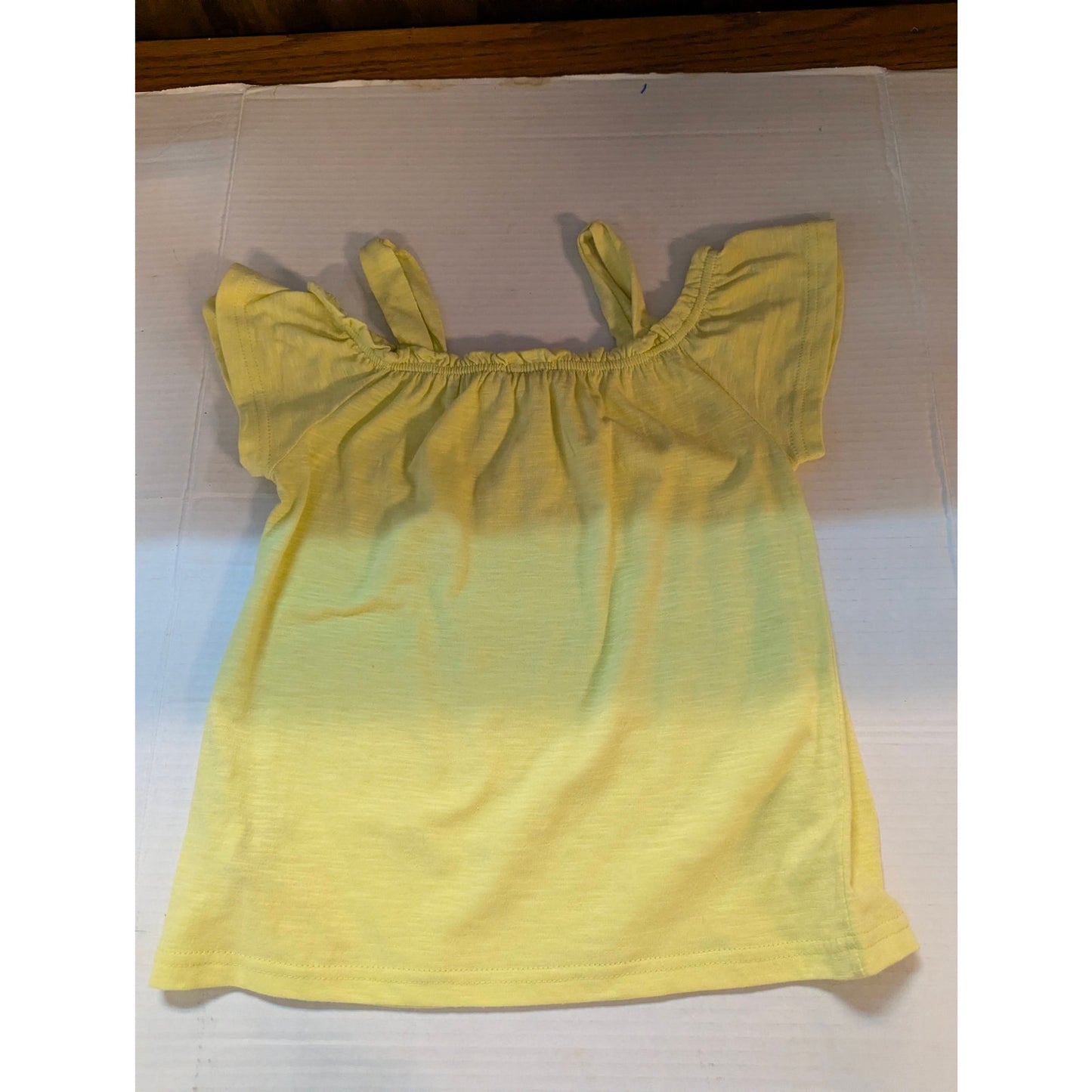7 For All Mankind Girls Yellow Cold Shoulder Ruffle Top Size Medium NWT