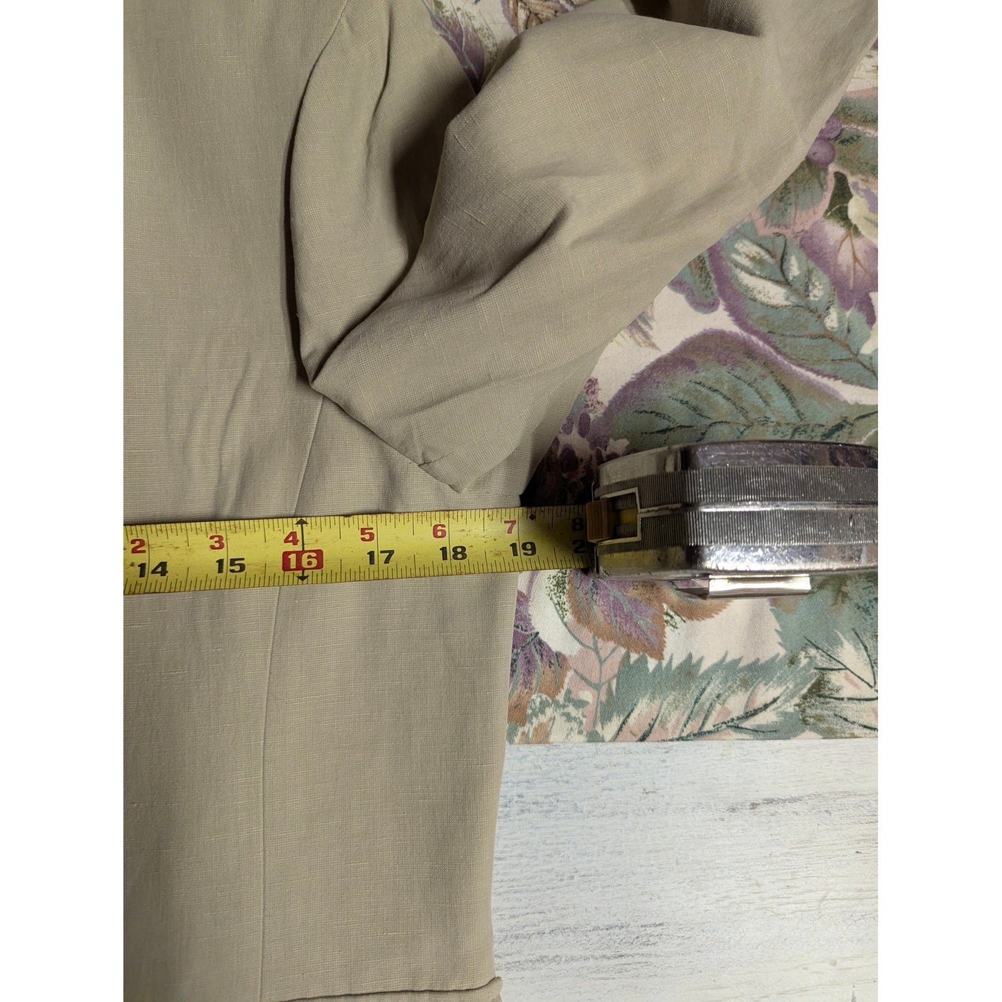 Jones New York Silk Linen Neutral Minimalist Old Money Safari Blazer Jacket Sz 8