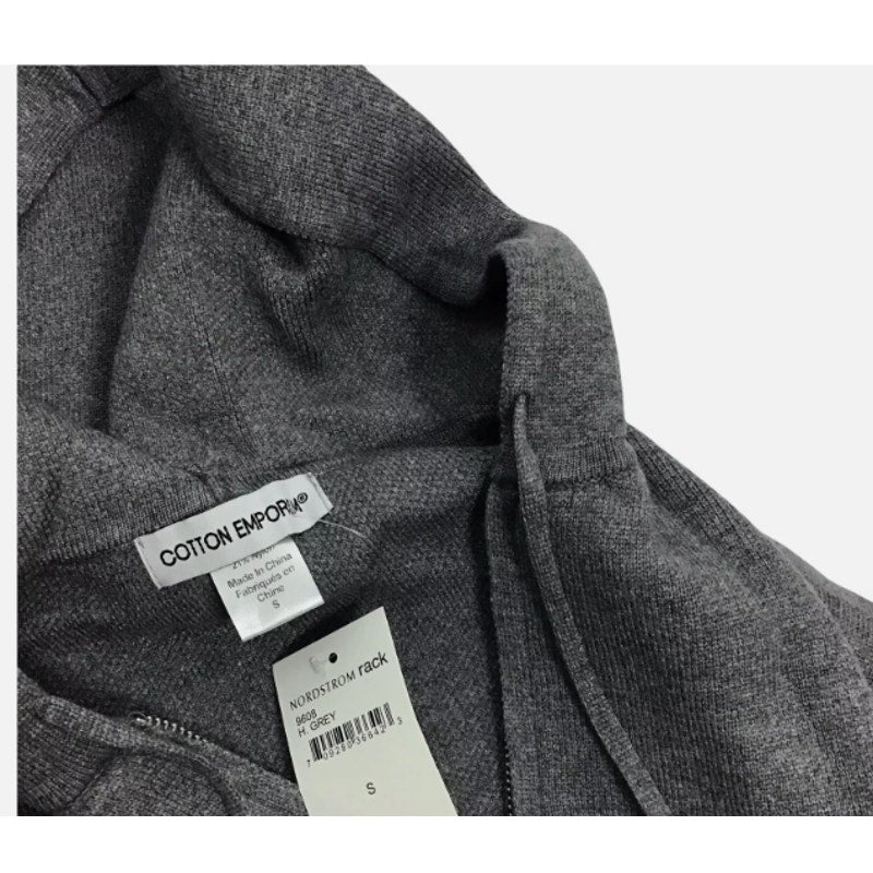 Cotton Emporium Full Zip Hooded Viscose Blend Gray Jacket GRAY $82 SMALL hoodie
