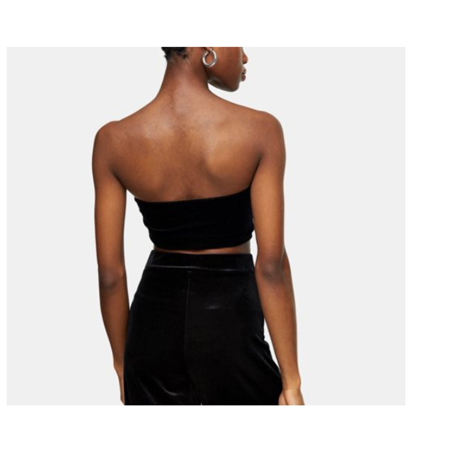 TOPSHOP Womens Faux Velvet Velour Tube Top Bandeau Size Extra Small Black XL NEW