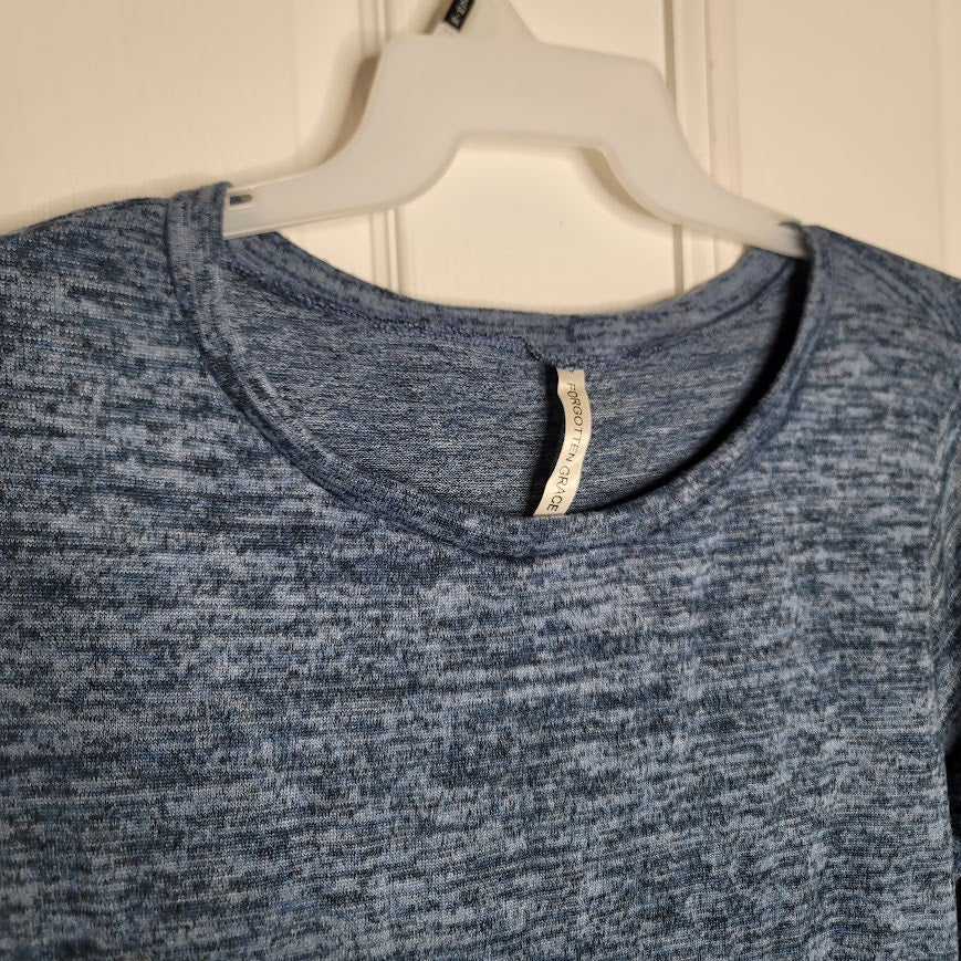 Forgotten Grace Size 2X Marled Blue Soft Blouse Peplum Casual top 3/4 sleeve