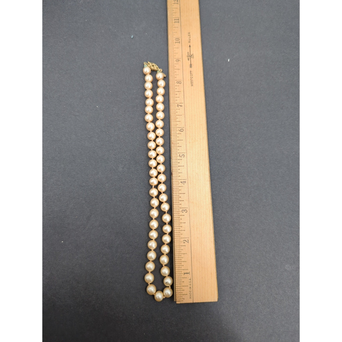 Vintage Napier Knotted Faux Pearl Necklace Gold-Tone Filigree Clasp