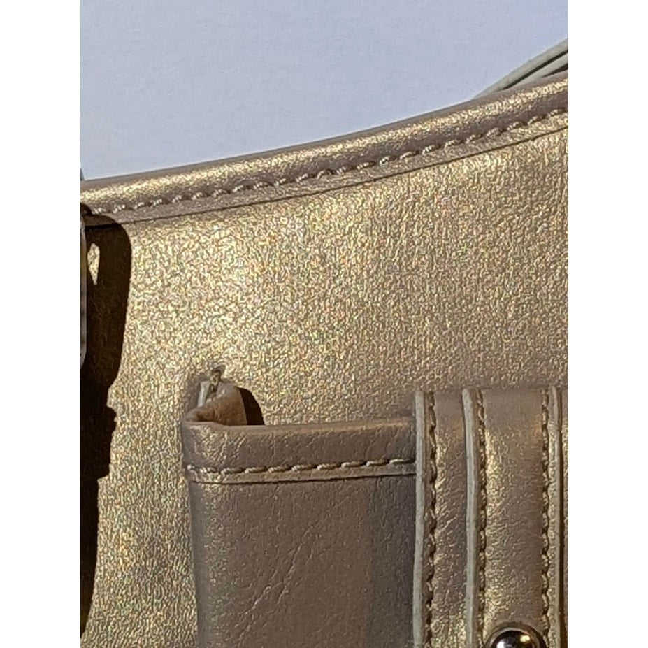 Tommy Hilfiger Metallic Gold Baguette Shoulder Bag Large Buckle Y2K Retro