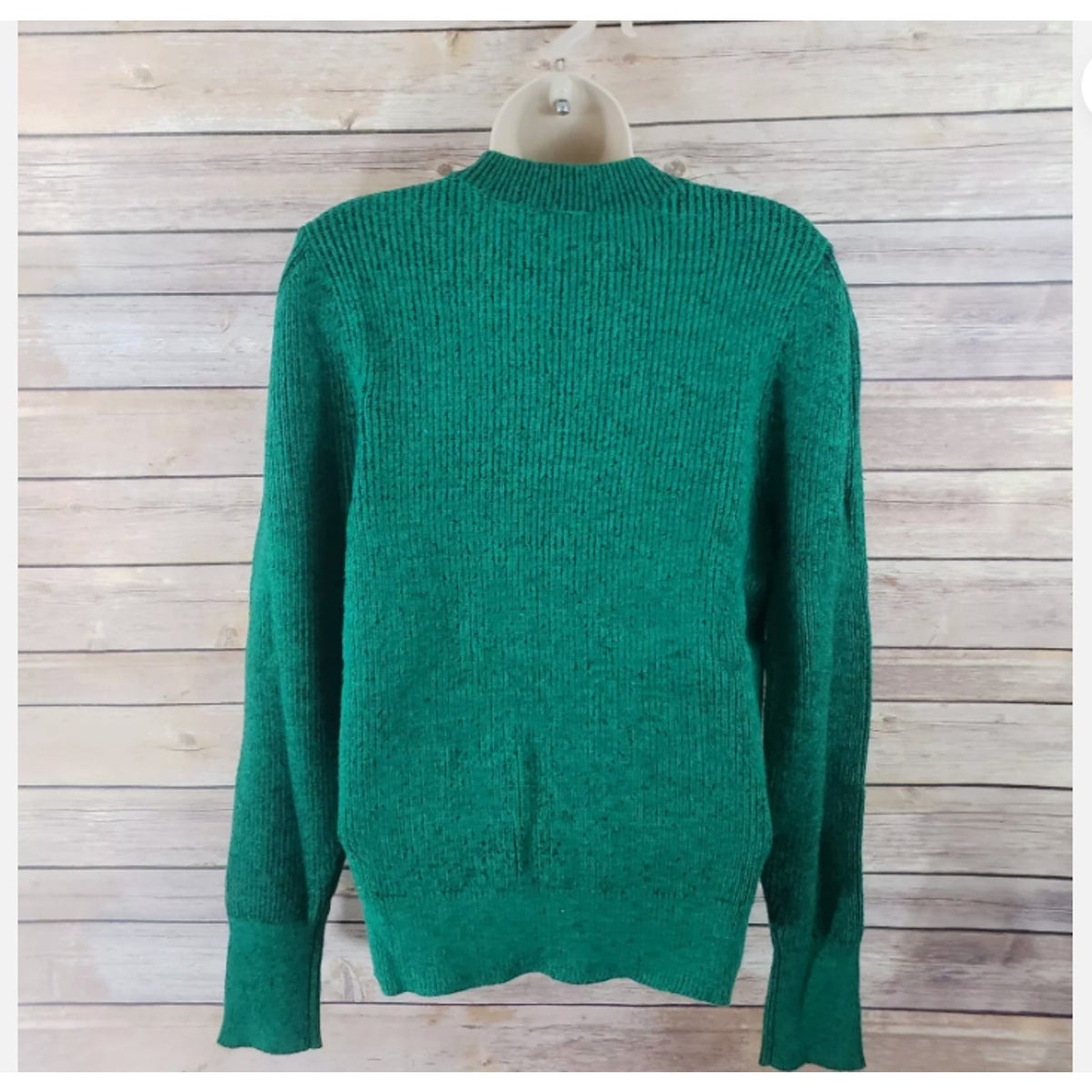 FREE PRESS NWT XL Sweater Green Mock Neck Puff Sleeve Pull Over extra-large