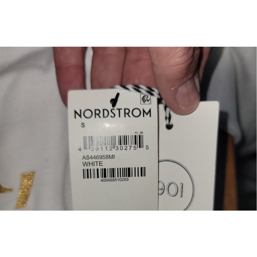 Nordstrom 1901 White Gold Silver Sweatshirt Size Small New Years Pop Clink Fizz