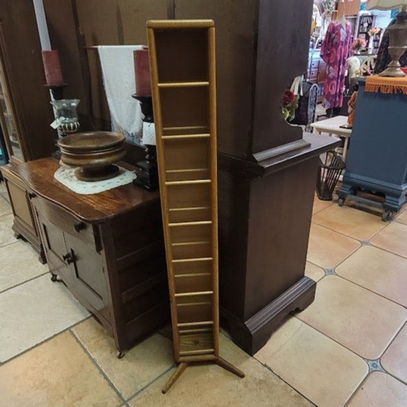 Vintage Wooden CD Rack Tower Tall 8-Tier Floor Standing 80 CD Capacity 48"