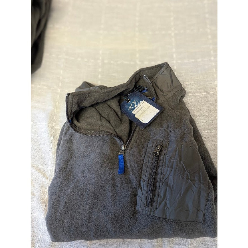 NEW VintageBrand 1946 Gray Partial Zip Fleece Sweater Large PULLOVER activewear