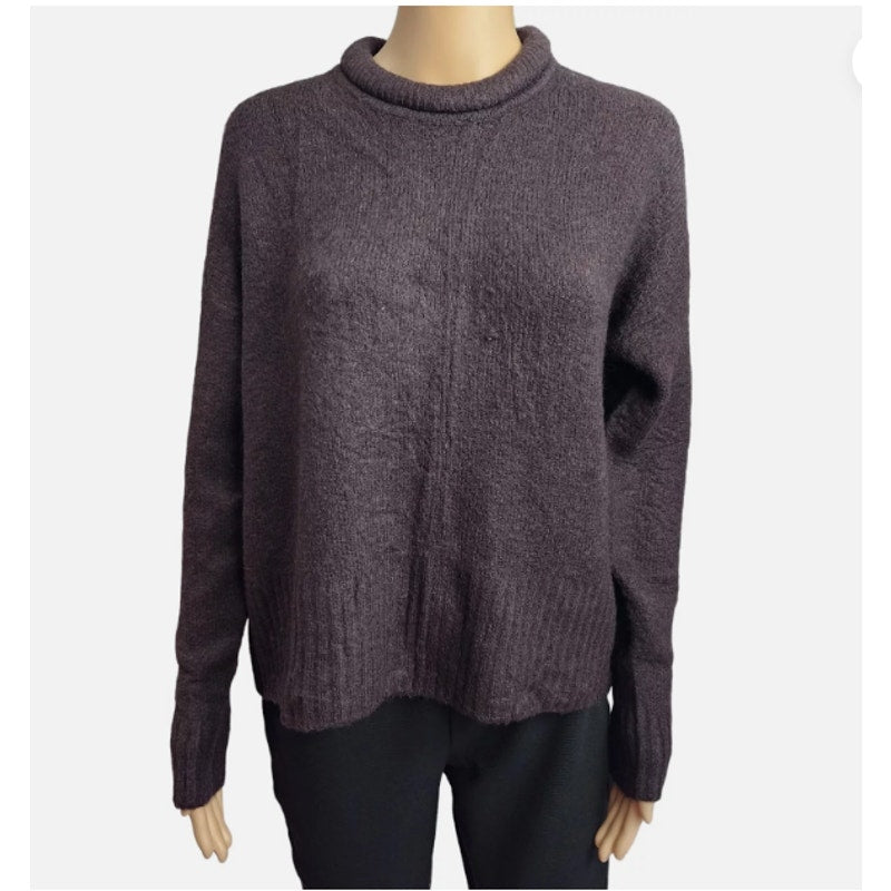 Madewell Fulton Pullover Rolled Neck Heather Raisin Alpaca #MA754 Sweater Small