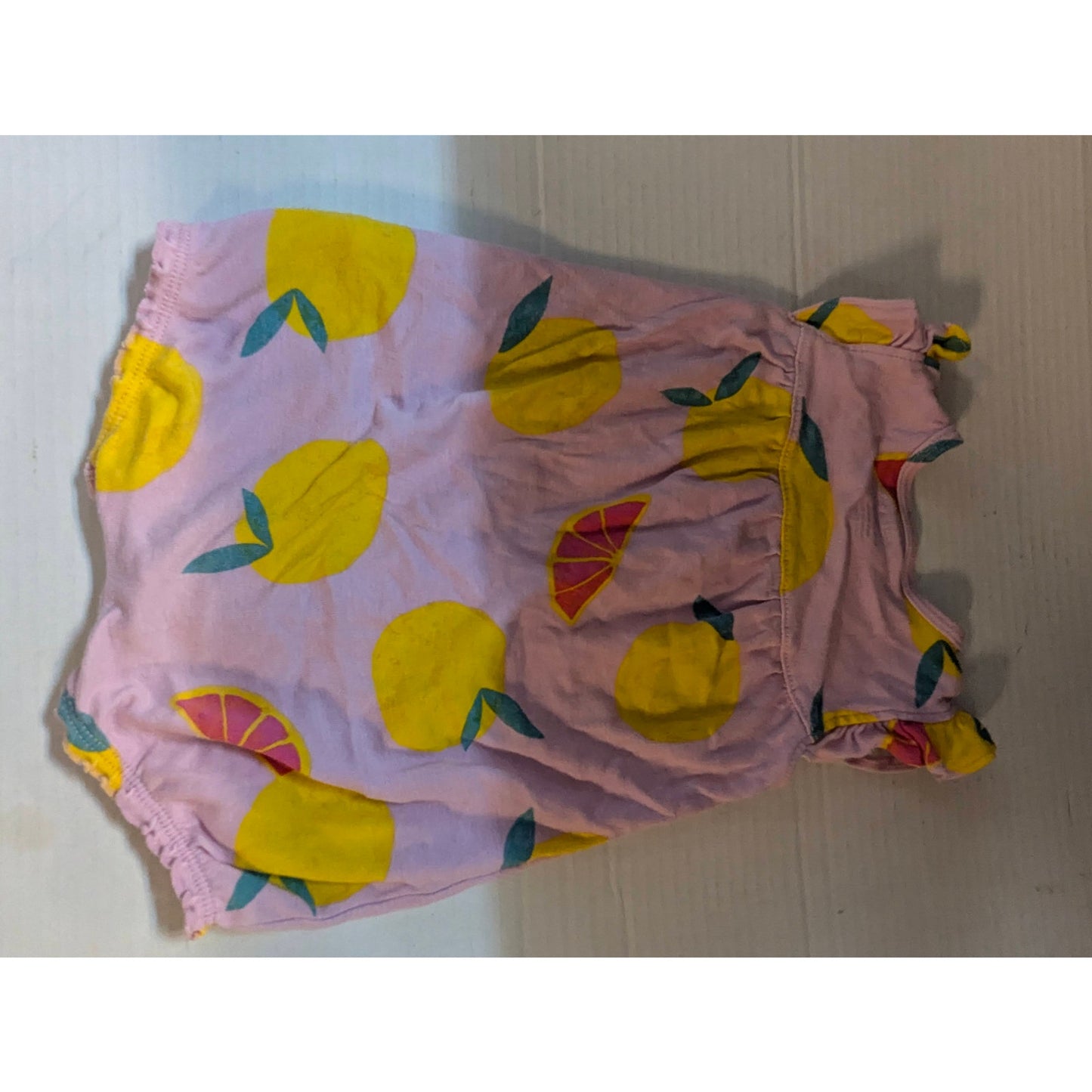 Carter's Pink Lemon Print Sleeveless Sun Romper Snap Front Summer Outfit 9M