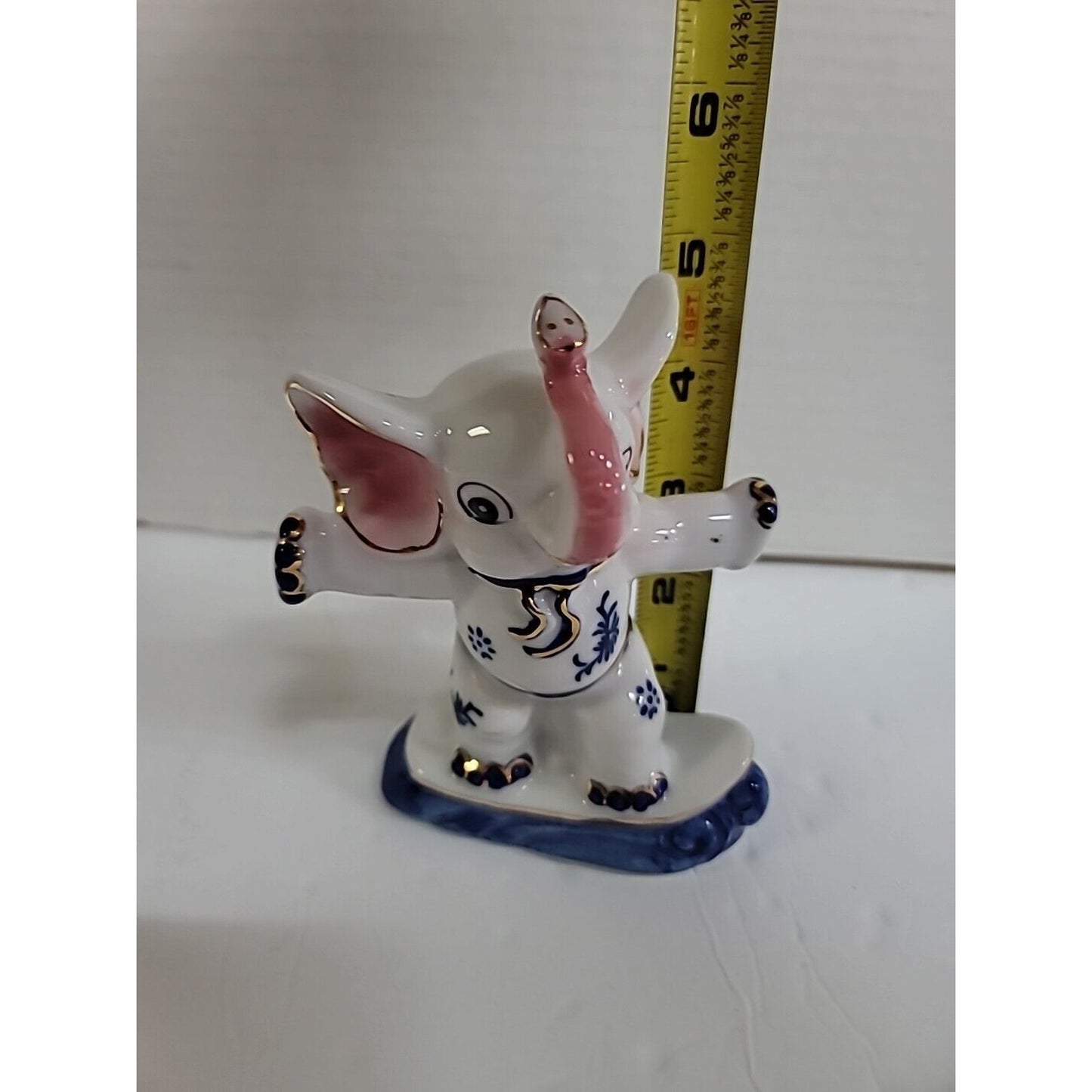 VINTAGE HAND PAINTED PORCELAIN ELEPHANT KARATE Surfer COIN PIGGY BANK BABY GIFT