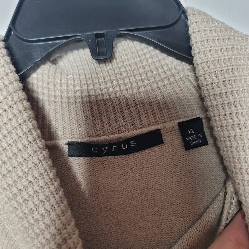 NEW Cyrus XL Pullover Turtleneck Cable Knit Sweater Taupe Tan Long Sleeve Ribbed