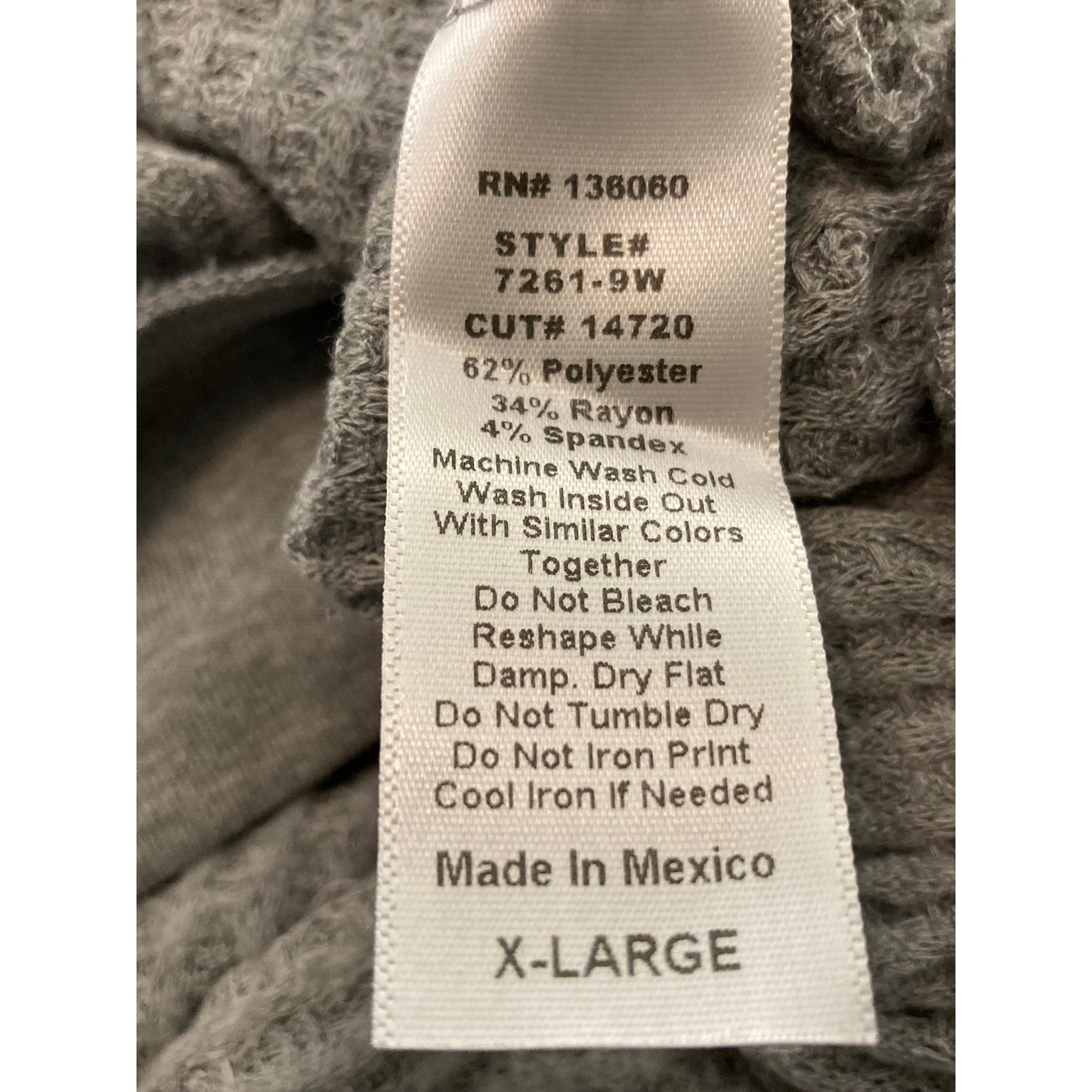 PST Project Social T Waffle Knit Thermal Top XL/Extra Large in Heather Gray NWT