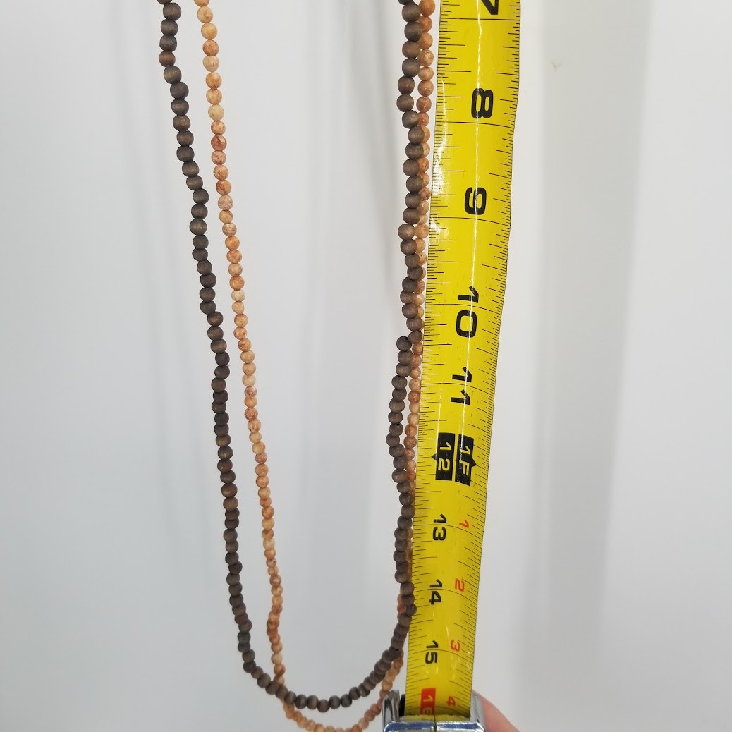 Marvella Multi strand pearl gold necklace and 2 brown stone for stacking