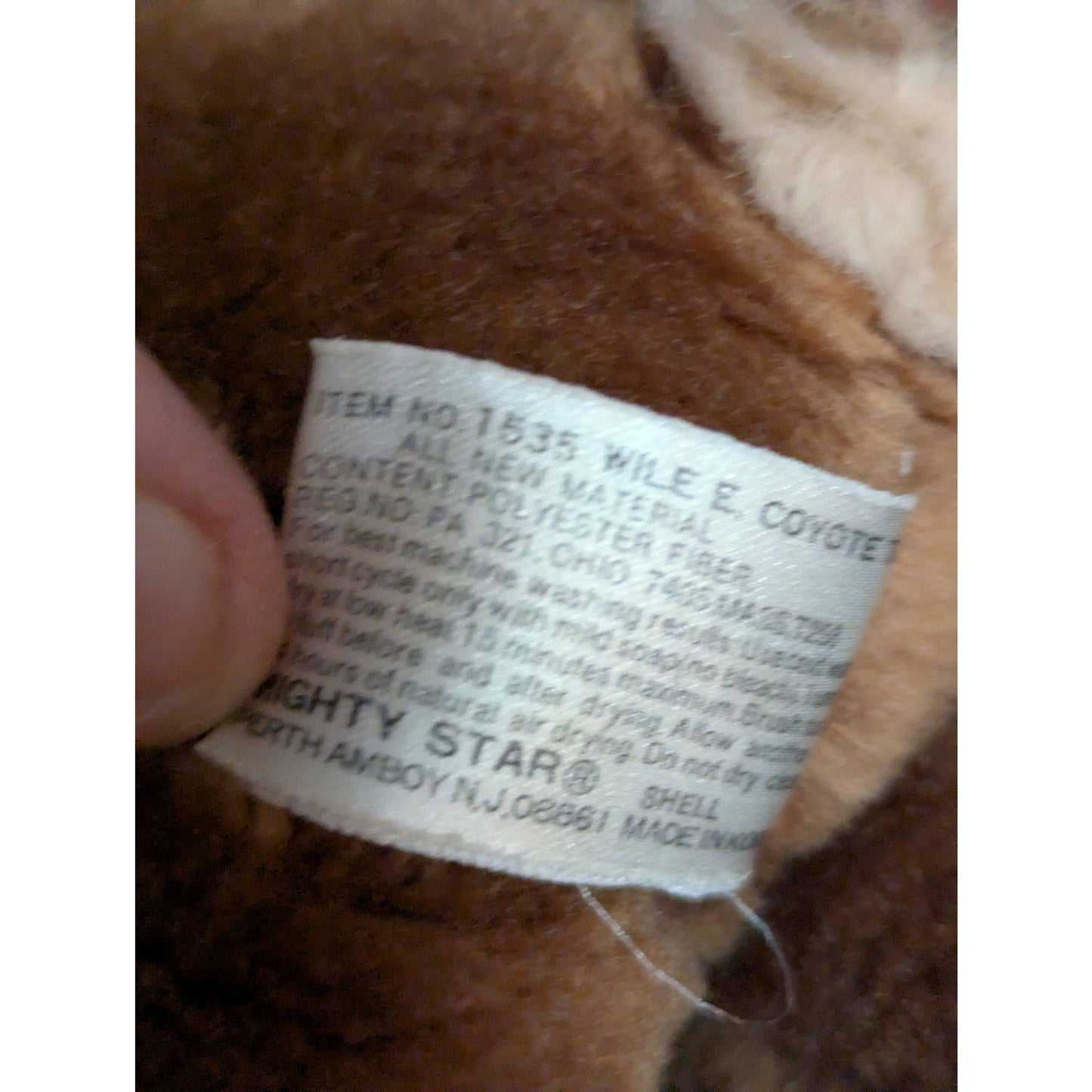 Vintage Mighty Star Wile E. Coyote Plush Warner Bros Looney Tunes Stuffed Animal