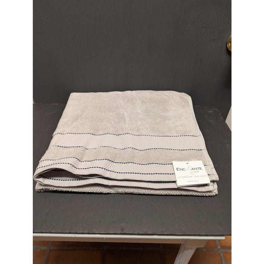 Enchante House Turkish Twist Cotton Set of 2 Monroe Bath 35x67 Silver NEW