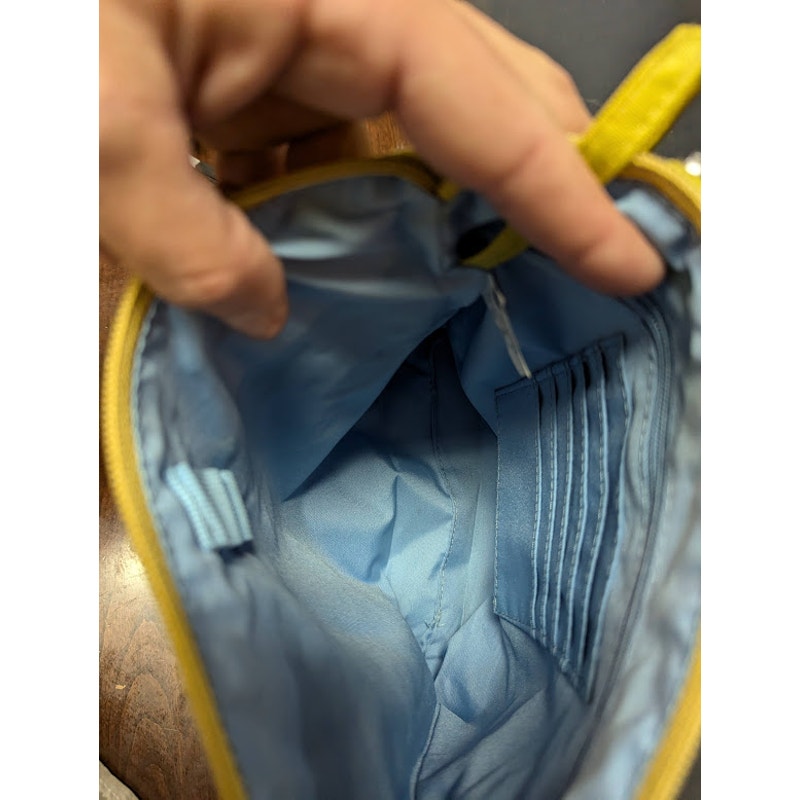 Baggalini Yellow Crossbody purse bag shoulder travel washable detachable coin
