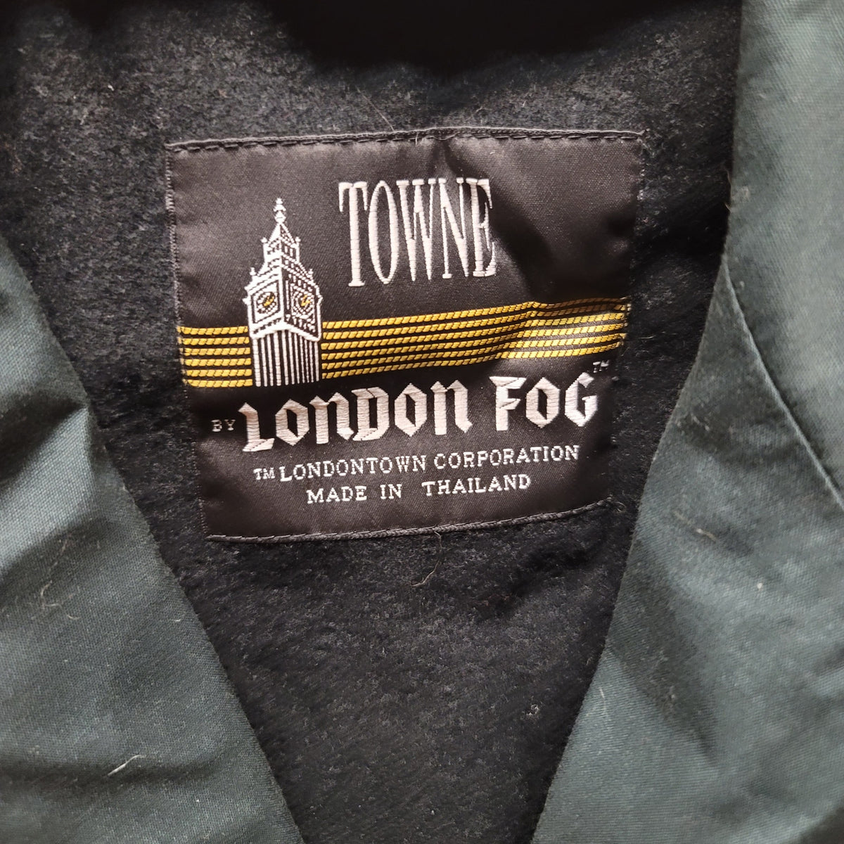 London Fog GREEN Long Trench Coat Size 6 Petite Lined Buttons Zipper Jacket VTG.
