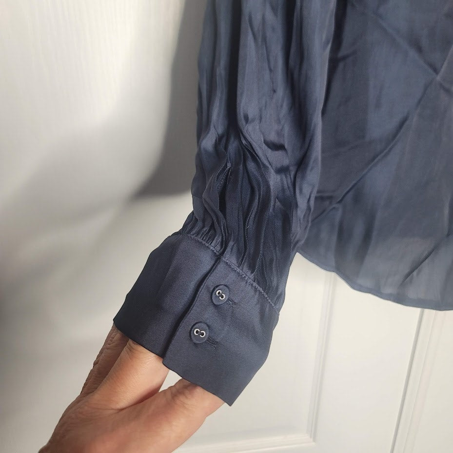 Scotch & Soda Blue Size Medium Blouse Top Long Sleeve $115 Style 158921 Ruffle