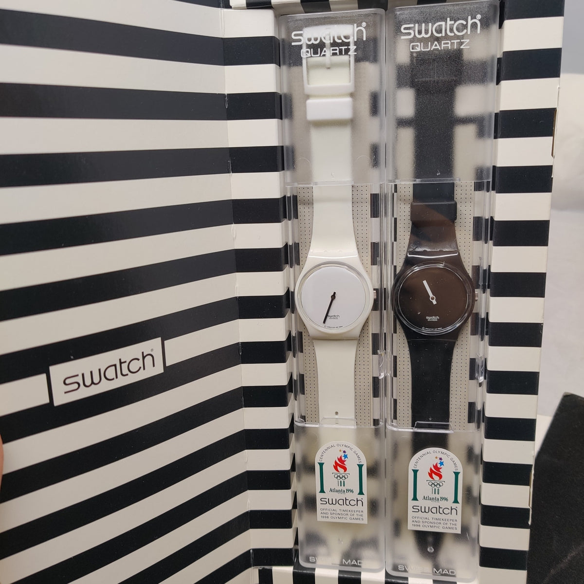 Swatch Vintage UNOPENED UNWORN Pair Black White GZS10 1995 Mint Condition