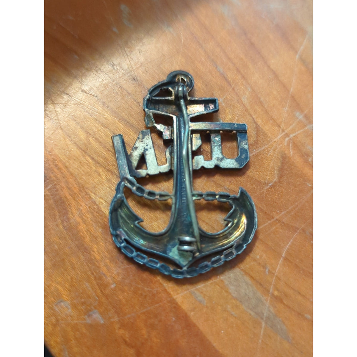 Vintage WWII USN Chief Petty Officer CPO Anchor Pin 1/20 10kt Gold Sterling