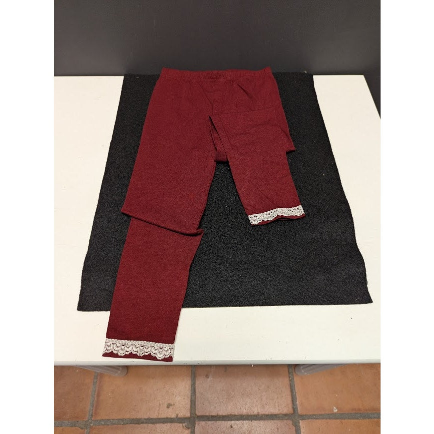 Nannette Lace hem Size 4 Red Pants Kids YOuth girls leggings