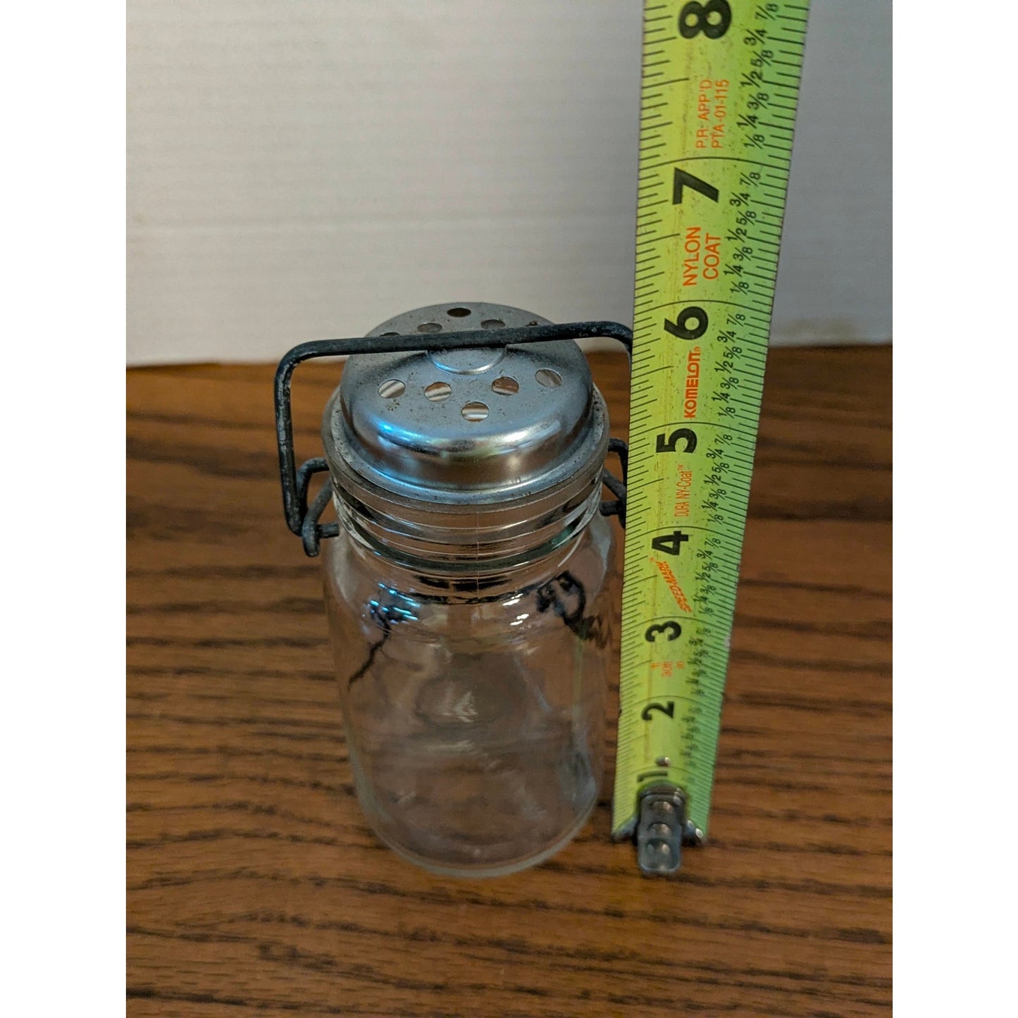 Vintage Clear Glass Miniature Milk Can Cheese Shaker with Wire Bail Handle