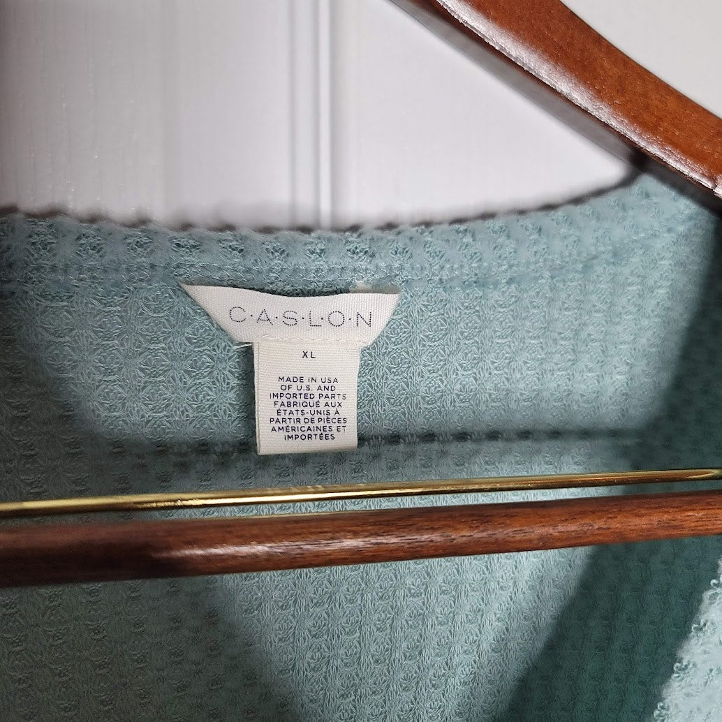 Caslon xl/ EXTRA LARGE Textured Knit Thermal Shirt Blouse Top NEW Blue Mineral