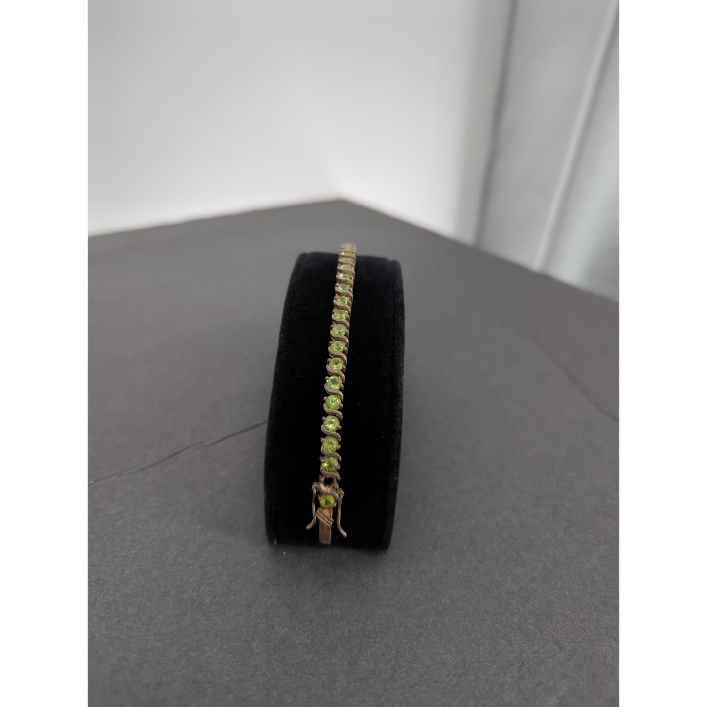 Vintage BRACELET FAB Sterling Silver 925 Tennis bracelet Peridot Green Stones
